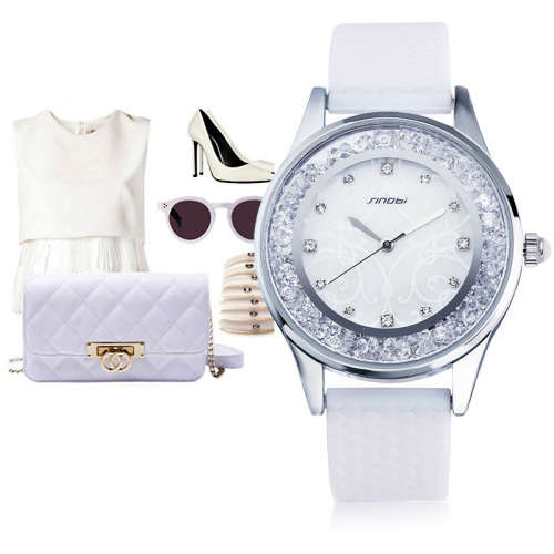 -- * **ELEGANT  SINOBI 9552   CRYSTALS*ANALOG DRESS WATCH** SILICONE STRAP