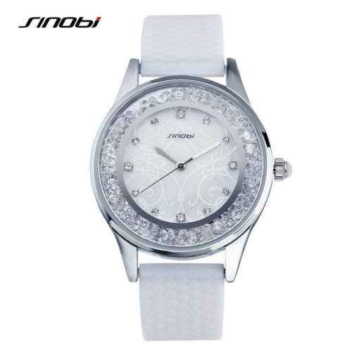 -- * **ELEGANT  SINOBI 9552   CRYSTALS*ANALOG DRESS WATCH** SILICONE STRAP