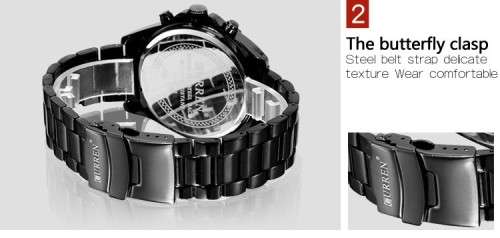 *** Curren 8053 HEAVY ALL STEEL MENS AUTO DATE SILVER QUALITY WATCH