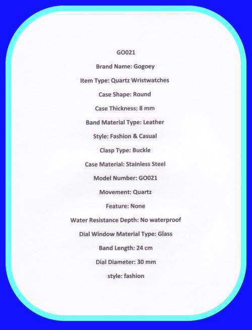 **GOGOEY BRAND 844* SUMMERFUN COLORFULL ** Quartz Watch with Leather Strap *