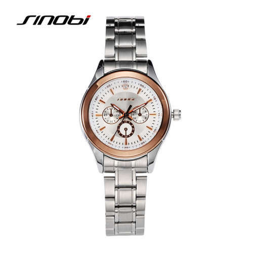 -- * **ELEGANT  SINOBI ALL STEEL GOLD TRIM ANALOG DRESS WATCH**