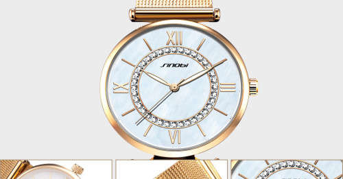 **SINOBI BRAND 9632*  Golden/Silver Women's Diamonds Wrist Watch Top Luxury *