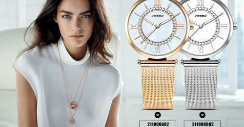 **SINOBI BRAND 9632*  Golden/Silver Women's Diamonds Wrist Watch Top Luxury *