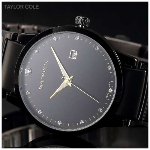 * UK*Lovely Taylor Cole Lady Black Steel Band Bracelet Luxury  Date  Watch*TOP Brand