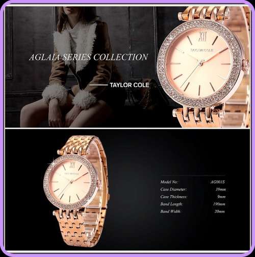 From UK** Magnifisant* Taylor Cole Lady Georgeos Rose Gold Steel Band Bracelet Luxury  Date  Watch*