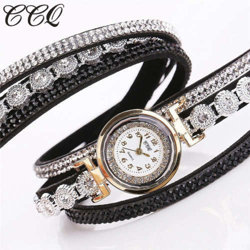 --*****WRIST WRAP***LADIES FULL BLING STUNNING MULTI LAYER STRAP QUARTZ WATCH**BLACK