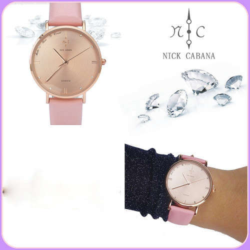 --$49- Womens Nick Cabana Brand** BEAUTIFUL UNIQUE* Elixer Rose** Gold Dial Pink Leather  Belt.*