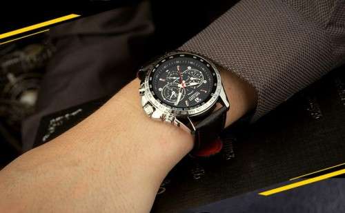 ***  Megir Brand~M1010~ Black *Analog* Dial Leather Strap Military Watches ~