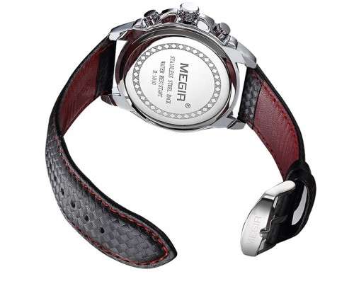 ***  Megir Brand~M1010~ Black *Analog* Dial Leather Strap Military Watches ~