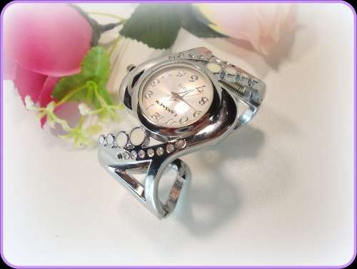 --***LADIES **  LOVELY CANSNOW **SILVER BANGLE **QUARTZ WATCH**