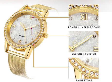 -***LADIES **FINE DETAILED CLASSY  ROMAN NUMERALS CRYSTAL ENCRUSTED  WATCH !!