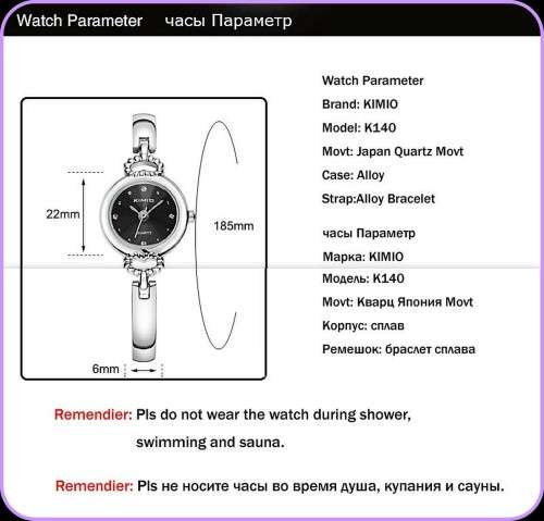 --***LADIES **ELEGANT and FEMININE** STEEPLE GLASS KIMIO **SILVER BANGLE **QUARTZ WATCH**