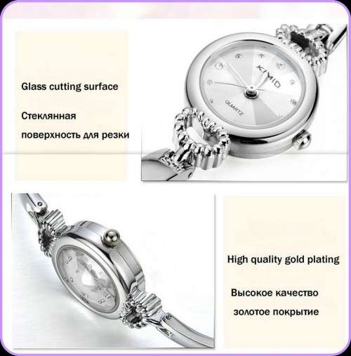 --***LADIES **ELEGANT and FEMININE** STEEPLE GLASS KIMIO **SILVER BANGLE **QUARTZ WATCH**