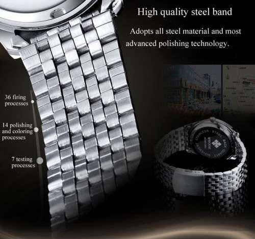 *** TOP QUALITY -MEN WWOOR ALL STEEL DRESS WATCH-ALL SILVER **
