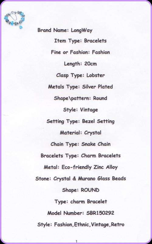 -***LONGWAY**2016 Fashion Jewelry Bracelets & Bangles **BLUE Austrian Crystals *