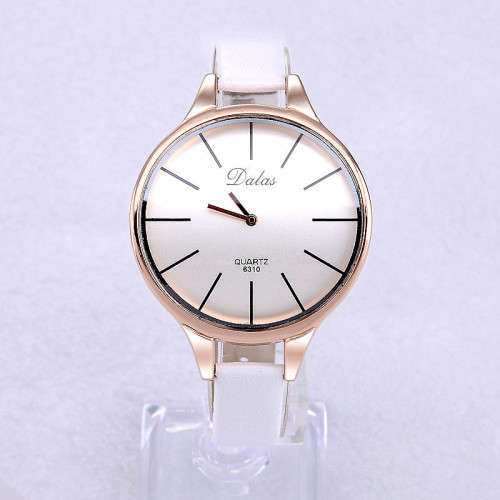 -***LADIES **BIG DIAL CURVED DALAS WHITE STRAP WATCH !!