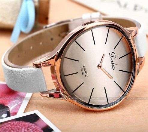 -***LADIES **BIG DIAL CURVED DALAS WHITE STRAP WATCH !!