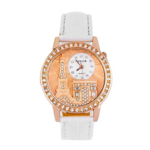 --***Womens Beautiful Crytal Encrusted" ARC DE TRIOMPHE " Eiffel Tower Classic Quartz Wrist Watch !!