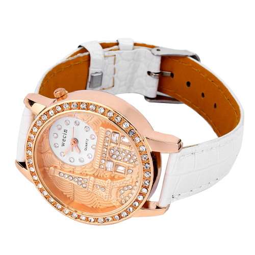 --***Womens Beautiful Crytal Encrusted" ARC DE TRIOMPHE " Eiffel Tower Classic Quartz Wrist Watch !!