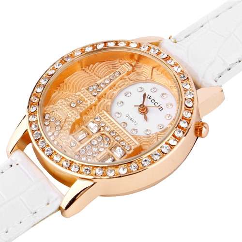 --***Womens Beautiful Crytal Encrusted" ARC DE TRIOMPHE " Eiffel Tower Classic Quartz Wrist Watch !!