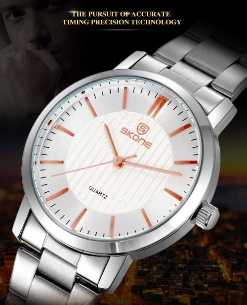 -- * **ELEGANT LADIES SKONE ( M 7313 ) ALL STEEL ROSE GOLD POINTERS ANALOG DRESS WATCH**