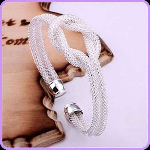 --*****925 SILVER Jewelry Noble Knot Bangle Bracelet ( 5 ITEMS AS 1 )