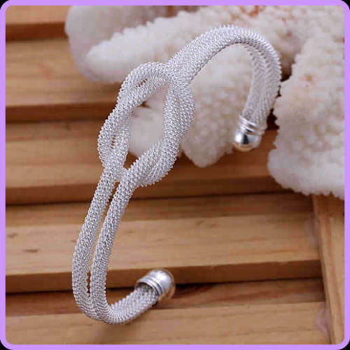 --*****925 SILVER Jewelry Noble Knot Bangle Bracelet ( 5 ITEMS AS 1 )