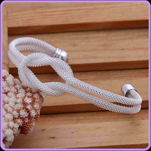 --*****925 SILVER Jewelry Noble Knot Bangle Bracelet ( 5 ITEMS AS 1 )