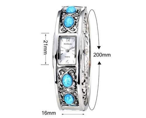 **Elegant Antiqued Charming Baosaili BSL957 Lovely Turquoise/Silver Quartz Bracelet Watch  *