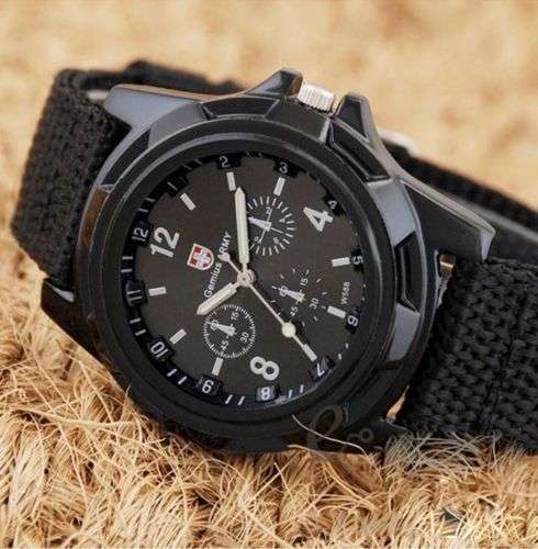 MEN ARMY MILITARY CANVAS STRAP ANALOG  WATCH