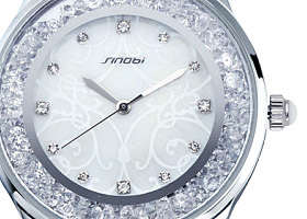 -- * **ELEGANT  SINOBI 9552   CRYSTALS*ANALOG DRESS WATCH** SILICONE STRAP