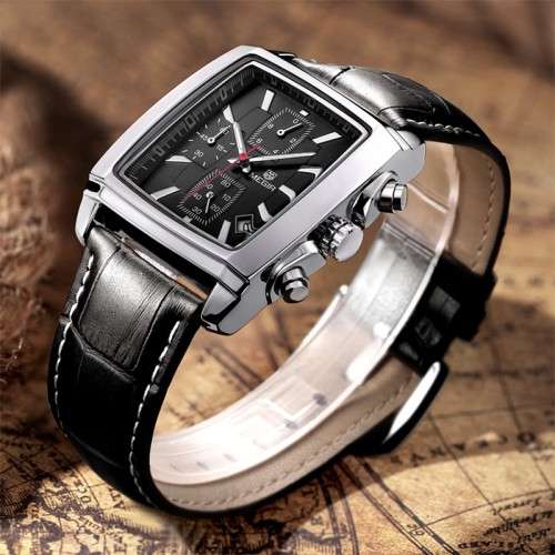 *** Megir Brand Top Watch** Genuine Leather Luxury Men Quartz Wristwatch CHRONOGRAPH & 24 hou