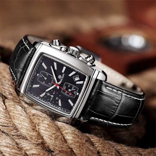 *** Megir Brand Top Watch** Genuine Leather Luxury Men Quartz Wristwatch CHRONOGRAPH & 24 hou