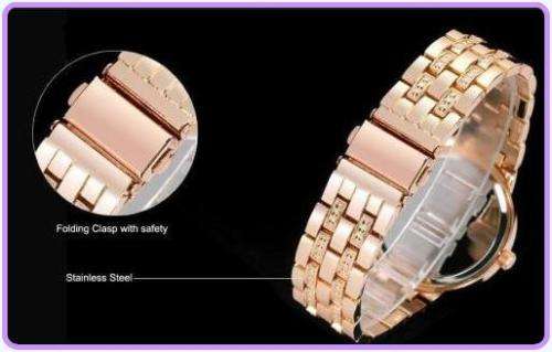 --********LADIES GENEVA ROSE GOLD FULL BLING DESIGNER STYLE  STAINLESS STEEL QUARTZ WATCH**