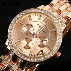 --********LADIES GENEVA ROSE GOLD FULL BLING DESIGNER STYLE  STAINLESS STEEL QUARTZ WATCH**