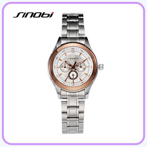 -- * **ELEGANT  SINOBI ALL STEEL GOLD TRIM ANALOG DRESS WATCH**