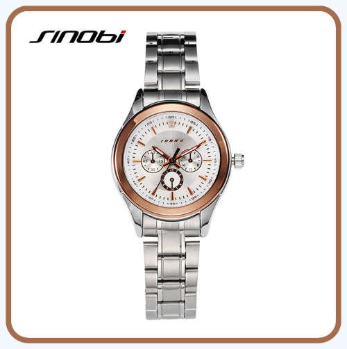 -- * **ELEGANT  SINOBI ALL STEEL GOLD TRIM ANALOG DRESS WATCH**