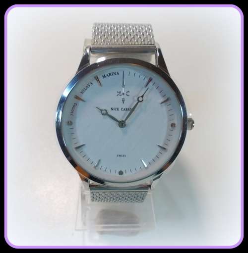 $199--***Womens Big Dial Nick Cabana Brand**Exclusive** White Dial Silver Stainless Steel Belt.**
