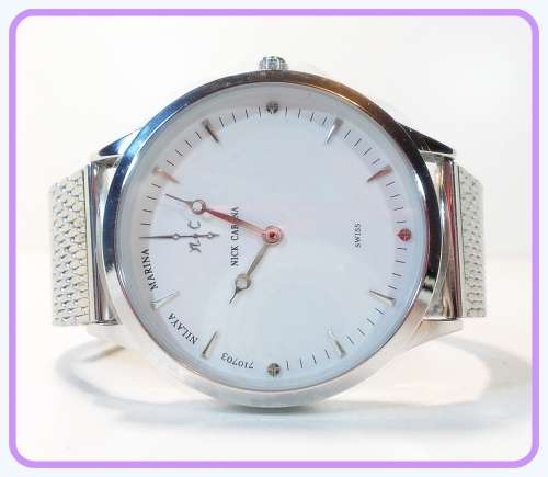 $199--***Womens Big Dial Nick Cabana Brand**Exclusive** White Dial Silver Stainless Steel Belt.**