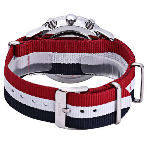 *** Megir Brand Top Watch** Nato Strap Luxury Men Quartz Wristwatch CHRONOGRAPH * 6 HANDS *