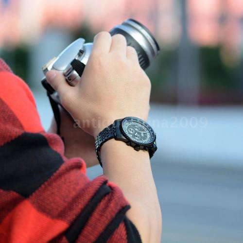 * Megir Brand Top Watch** All Black Steel  Luxury Men* 6 Hands * Quartz Wristwatch CHRONOGRAPH