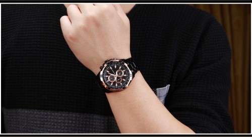 ** CLASSIC -ALL-Steel-Gold Rim Curren 8023 -Mens--Analog-Quartz-Watch