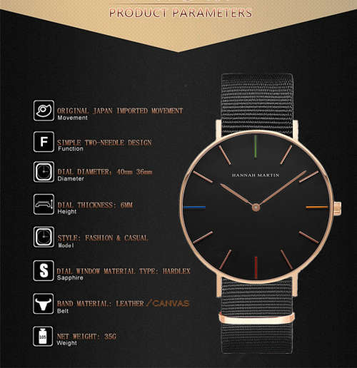 **Big Dial Modern Fashion comFortable**HM**BRAND  unisex watch-Canvas Strap ***