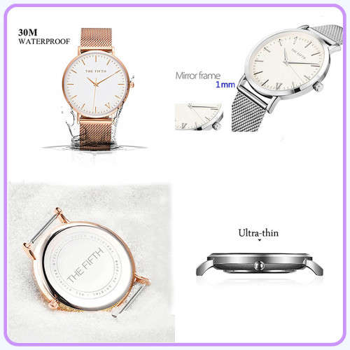 --  2017 -  Luxury Quartz Casual men/ladies Rose Gold -watch stainless steel Mesh strap