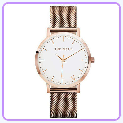 --  2017 THE FIFTH Rose gold Luxury Quartz watch Casual men quartz-watch stainless steel Mesh strap