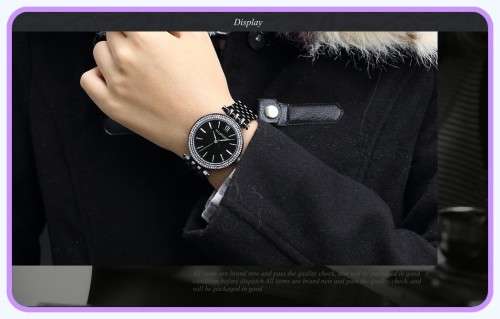 From UK** Magnificent* Taylor Cole Lady ~BLACK ~ all Steel Luxury Crystal  Women Watch*TOP Brand