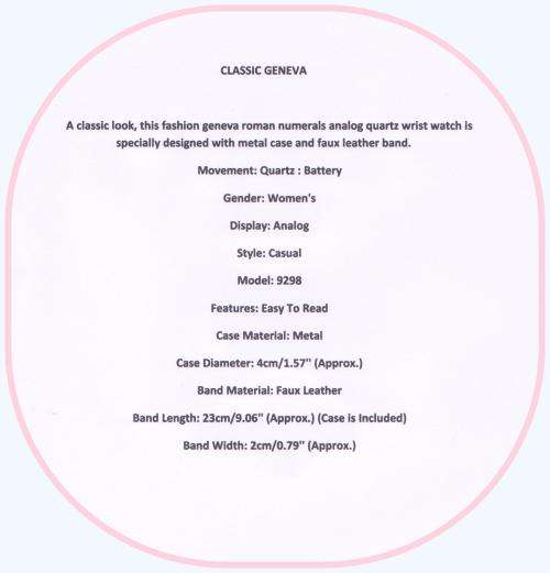--***LADIES **CLASSIC  GENEVA ~  QUARTZ WATCH** LEATHER  STRAP