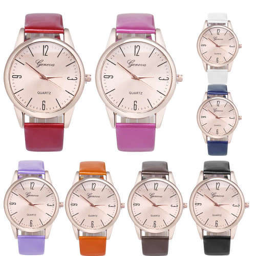 --***LADIES **CLASSIC  GENEVA ~  QUARTZ WATCH** LEATHER  STRAP