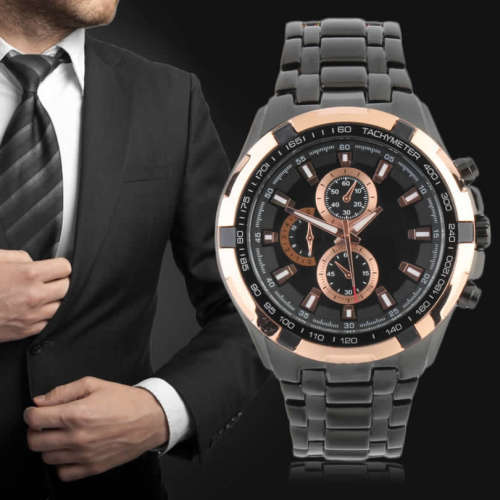 ** CLASSIC -ALL-Steel-Gold Rim Curren 8023 -Mens--Analog-Quartz-Watch