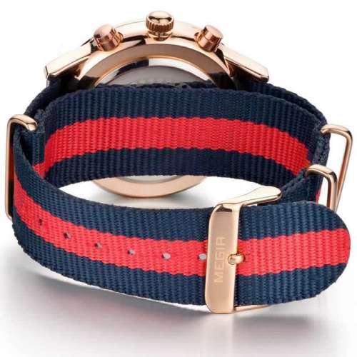 *** Megir Brand Top Watch** Nato Strap Luxury Men Quartz Wristwatch CHRONOGRAPH * 6 HANDS *